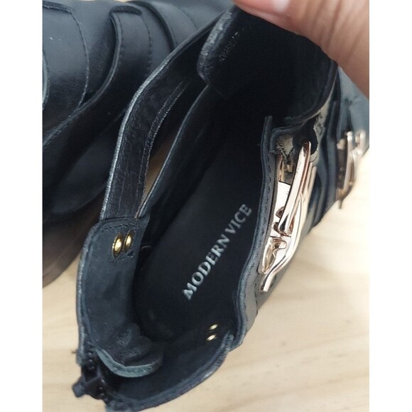 RARE Modern Vice "Millie" Leather Ankle Boots Womens Black Gold Size 7 1… - Picture 5 of 9